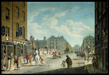 Rue Capel avec la Bourse Royale, Dublin, 1800